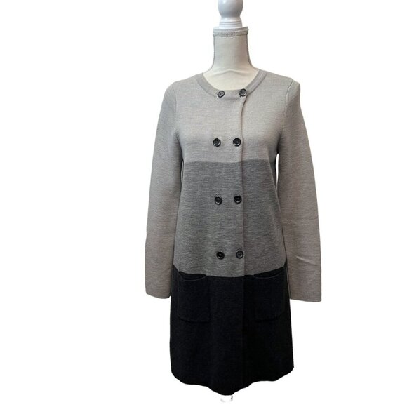 Boden Colorblock Wool Double Breasted British Cardigan Sweater Coat  Size 8 - Picture 2 of 11